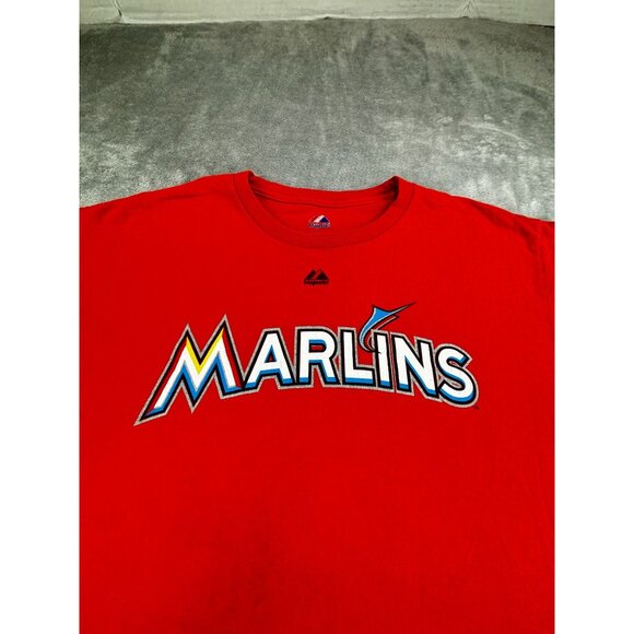 Vtg Majestic Miami Marlins T-Shirt LOMO #5 Orange Logo Mens L - Picture 3 of 10